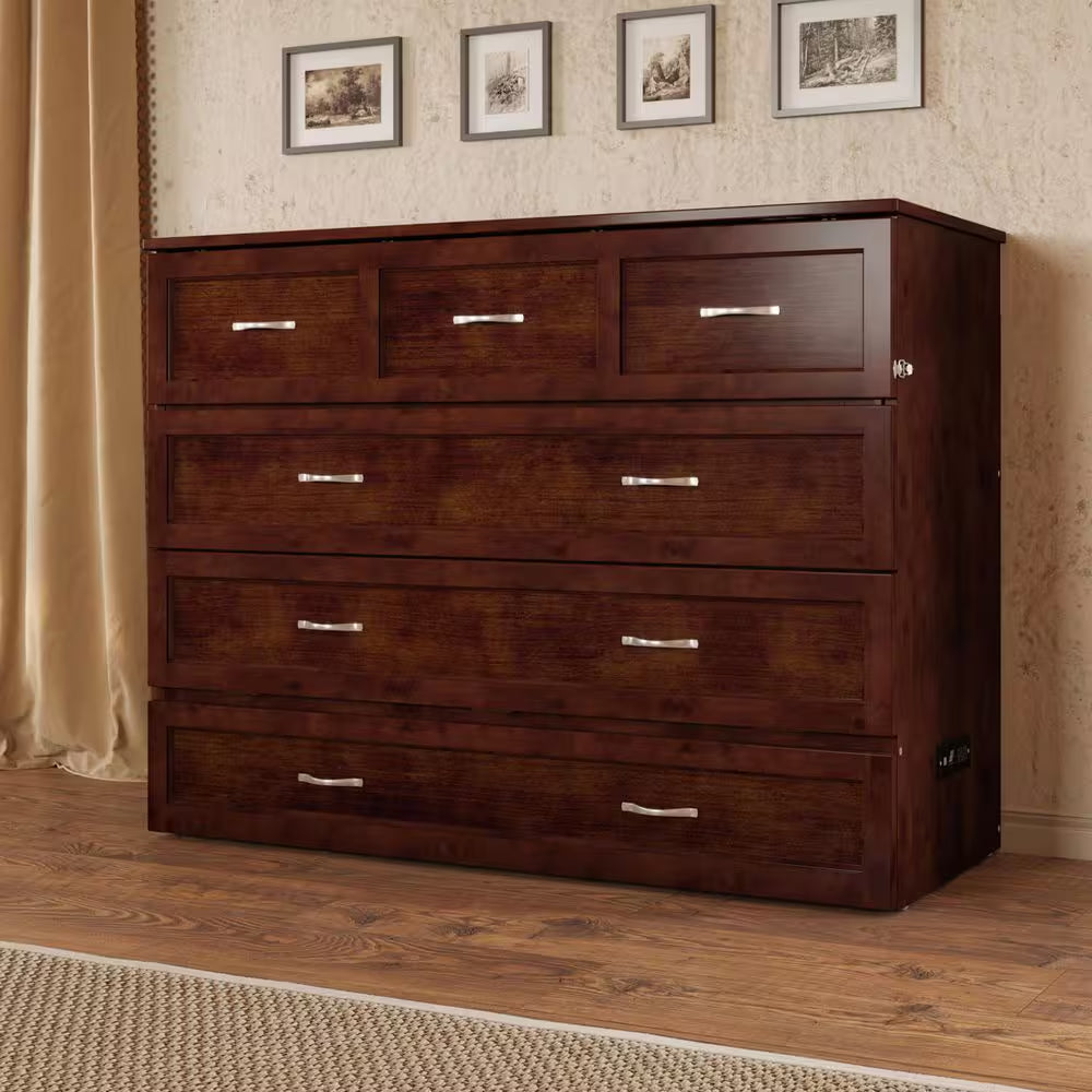 Deerfield Murphy Bed Chest Full Walnut with Charger