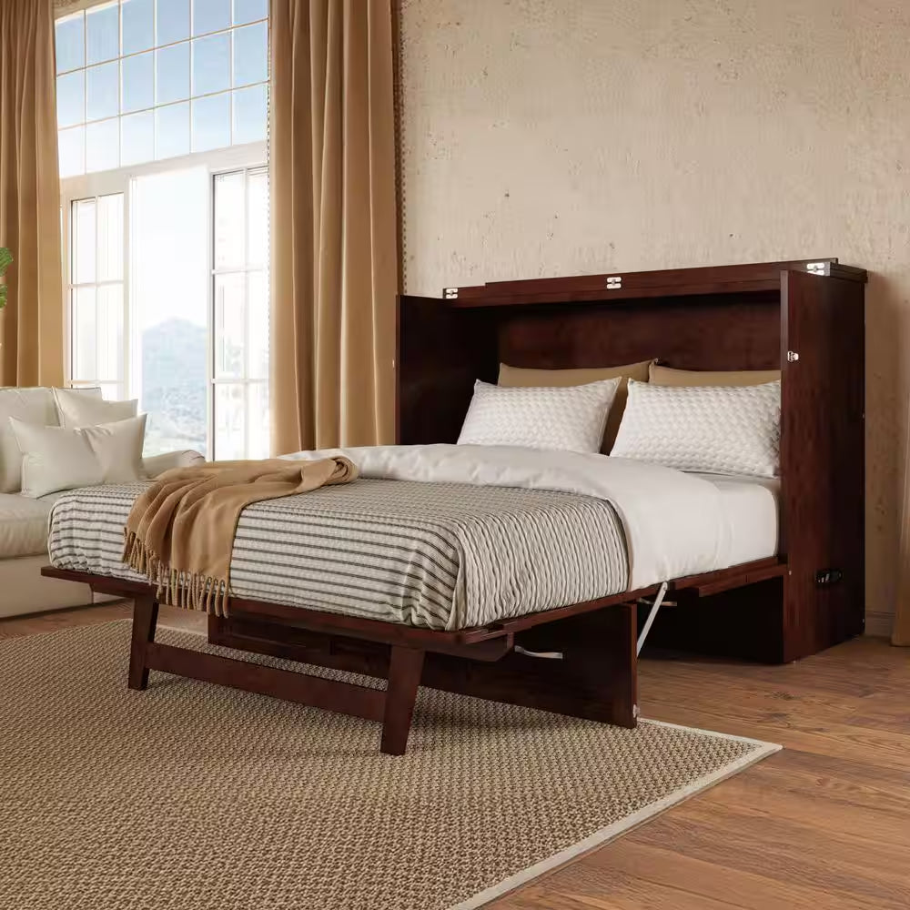 Deerfield Murphy Bed Chest Full Walnut with Charger